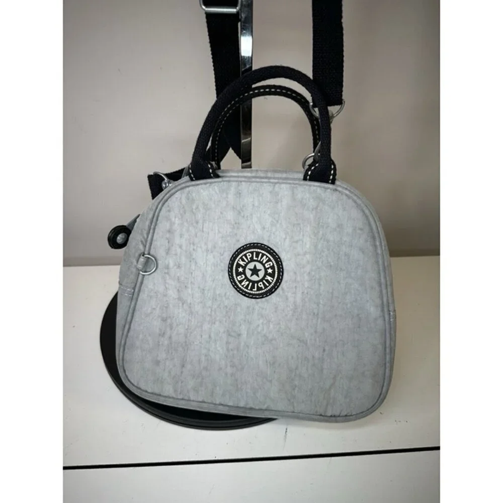 Kipling Small Gray Bag Pockets Logo Unisex Stitching